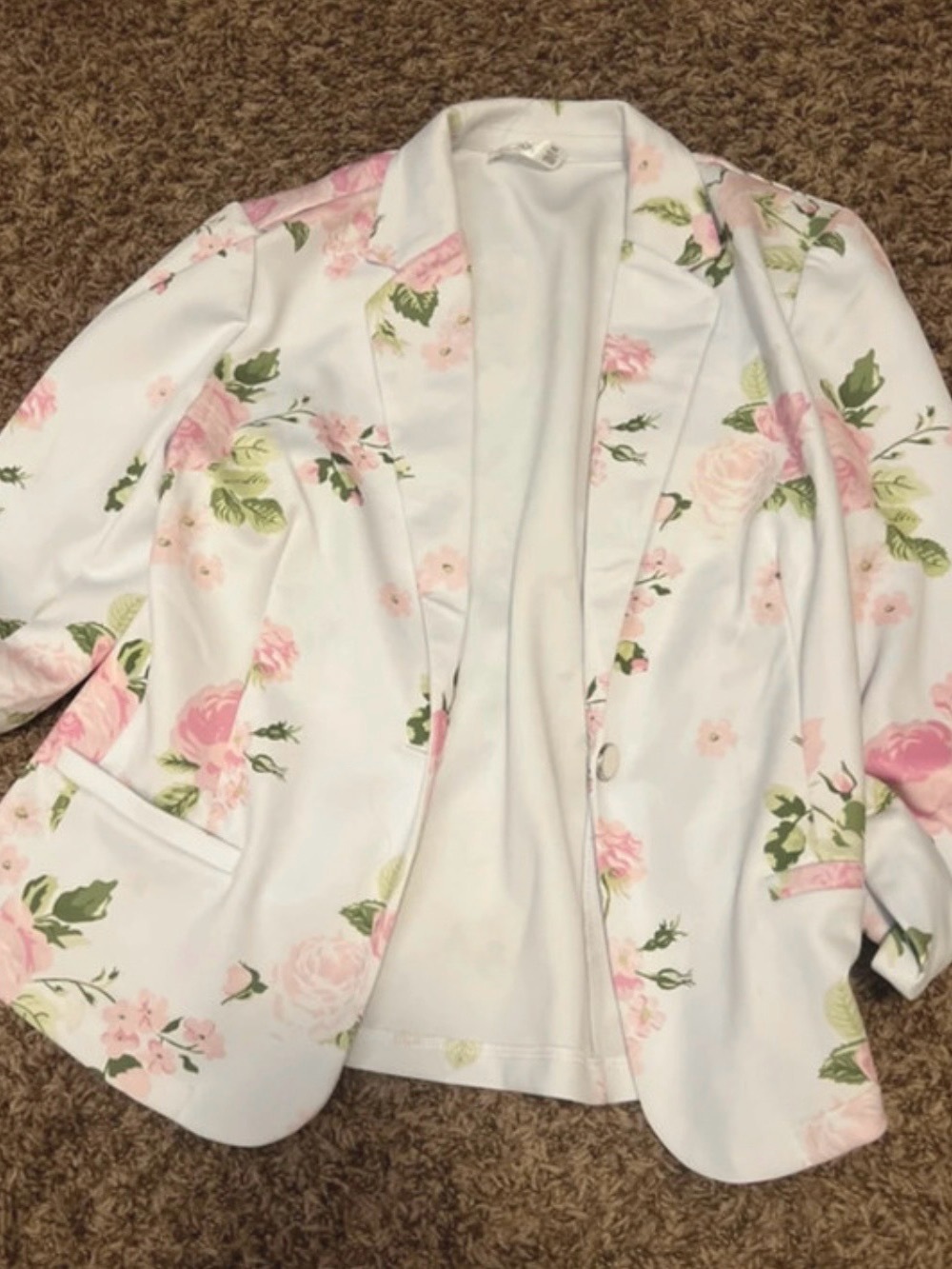 Floral Pink & White Women's Blazer Jacket